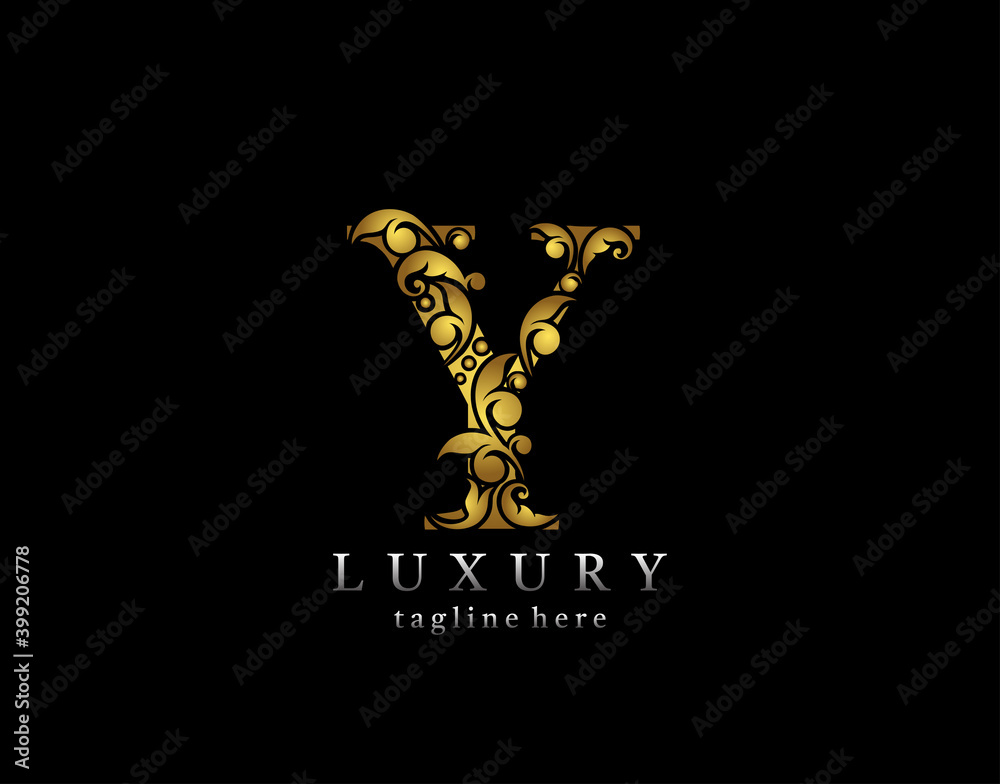Elegant Y Letter Gold logo icon, luxury flourishes ornament monogram design vector. Elegant Y Letter Gold logo icon, luxury flourishes ornament monogram design vector.
