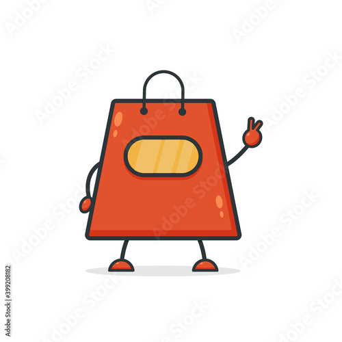 Cute shopping bag. Illustration vector graphic cartoon character icon design. Perfect for Ecommerce, Symbol of promotion sale, store web element. Illustration E-commerce Shopping Symbols.