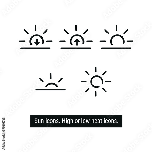 Vector image. Weather icons. Solar temperature icons.
