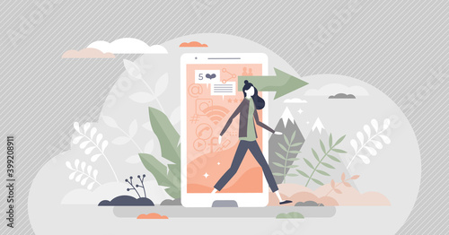 Digital detox as quit from phone or internet to relax tiny person concept