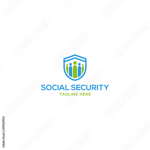 People and shield social security logo icon design template vector