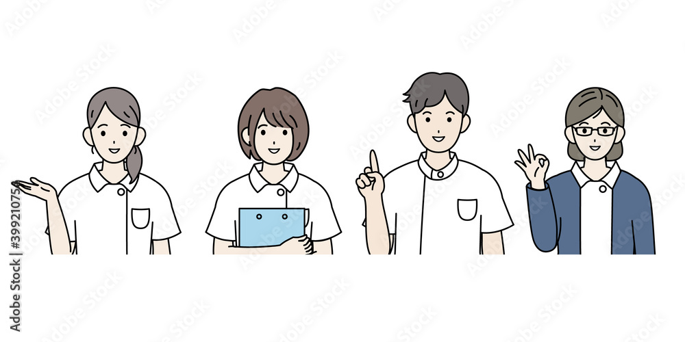 看護師　男女　仕草　ポーズ　バストアップ