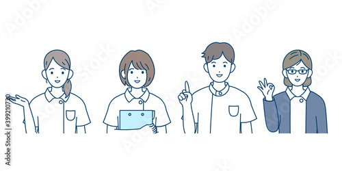 看護師　男女　仕草　ポーズ　バストアップ