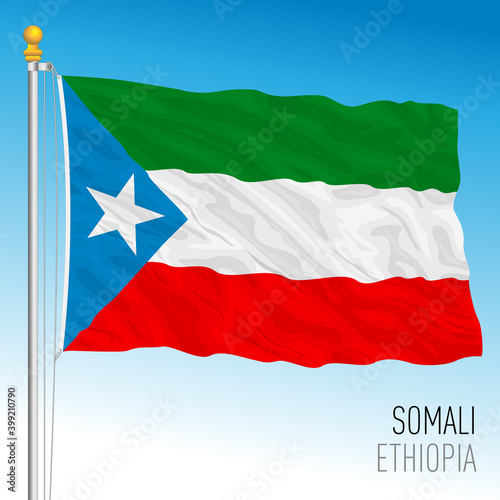 Somali regional flag, Republic of Ethiopia, vector illustration on the blue sky background