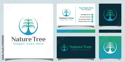 Nature growing tree logo or green garden logo template