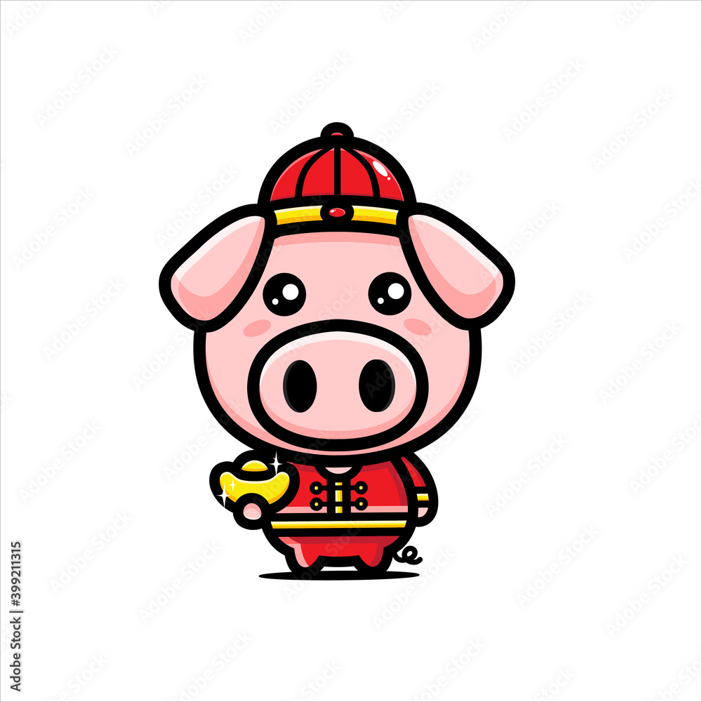 Fototapeta premium cute pig character vector design