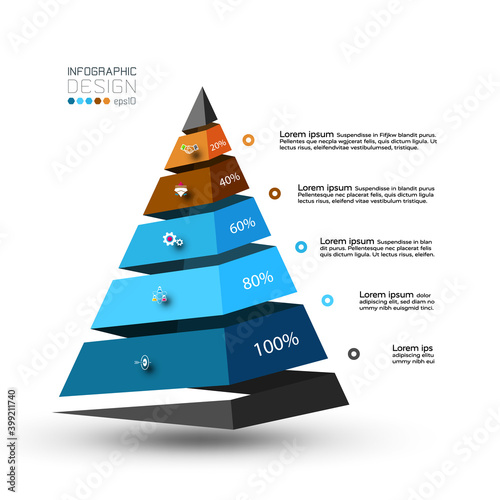 The new design of the pyramid shape presents the results of process analysis, business organizations, research. vector infographic.