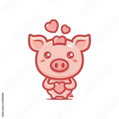 cute pig character vector design
