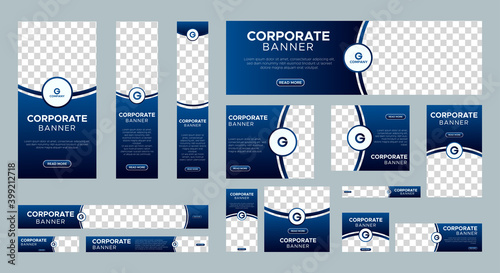 Abstract banner design web template Set, Horizontal header web banner. Modern Gradient Blue cover header background for website design, Social Media Cover ads banner, flyer, invitation card