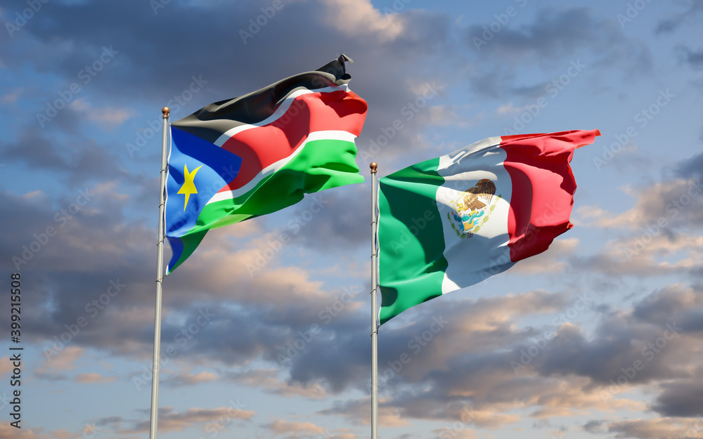 Flags of South Sudan and Mexico. Flags of South Sudan and Mexico.