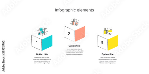 Business process chart infographics with 4 step squares. Circular corporate workflow graphic elements. Company flowchart presentation slide template. Vector info graphic design.