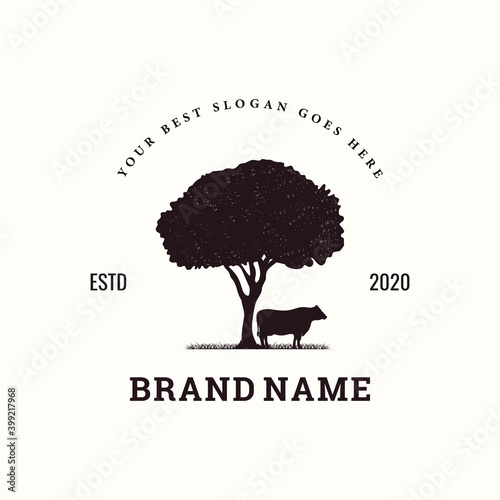 vintage livestock logo design, vector concept illustration