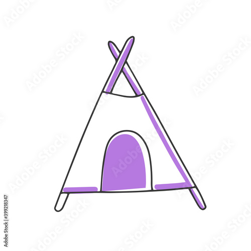 Vector hand drawn icon of pet house. Wigwam for cat or dog, isolated on white background
