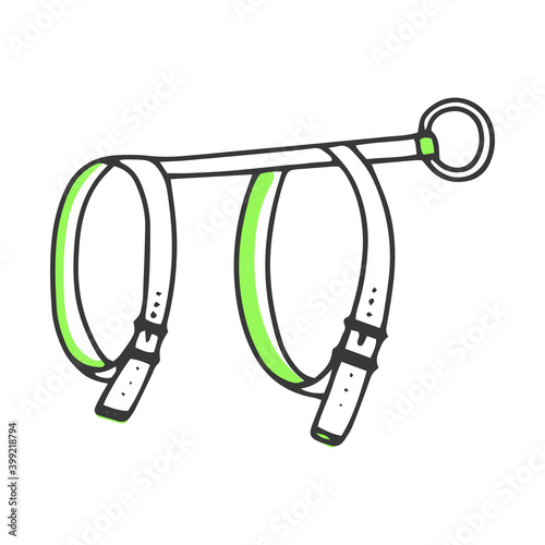 Vector hand drawn icon for pet shop. Harness for dog, isolated on white background