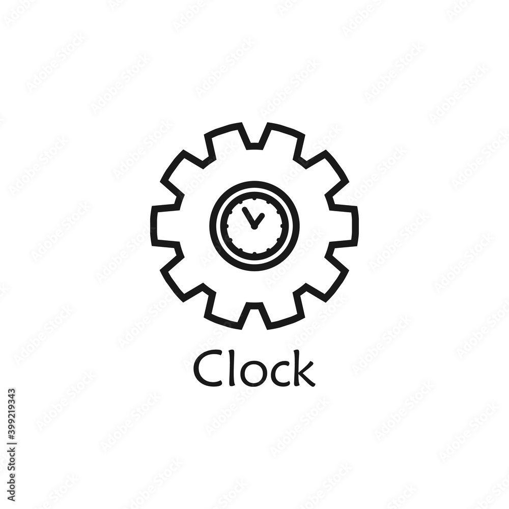 Clock, Time Line Icon. Editable Vector EPS Symbol Illustration.