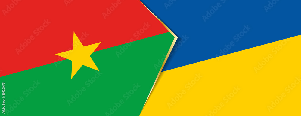 Burkina Faso and Ukraine flags, two vector flags. Burkina Faso and Ukraine flags, two vector flags.