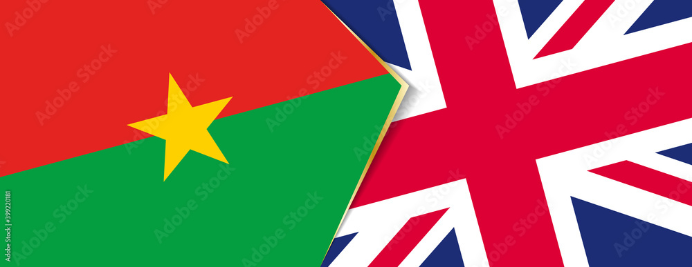 Burkina Faso and United Kingdom flags, two vector flags.