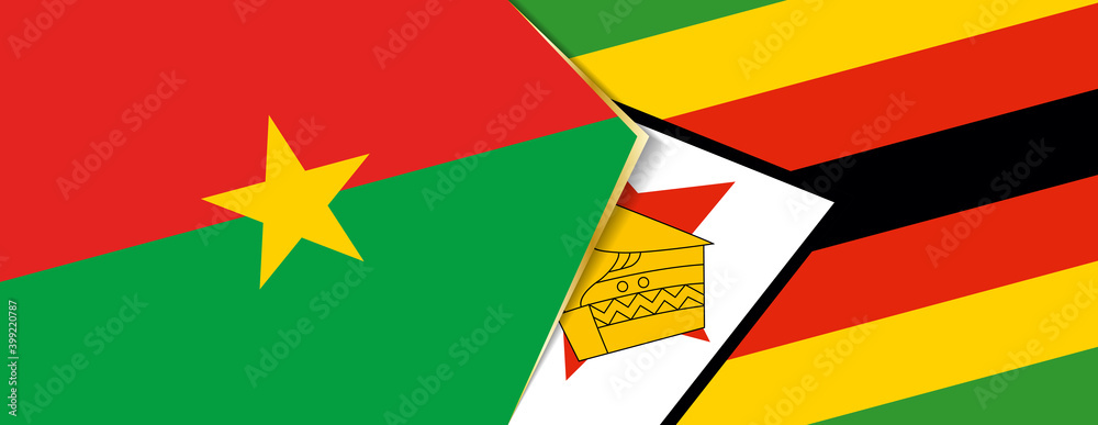 Burkina Faso and Zimbabwe flags, two vector flags. Burkina Faso and Zimbabwe flags, two vector flags.