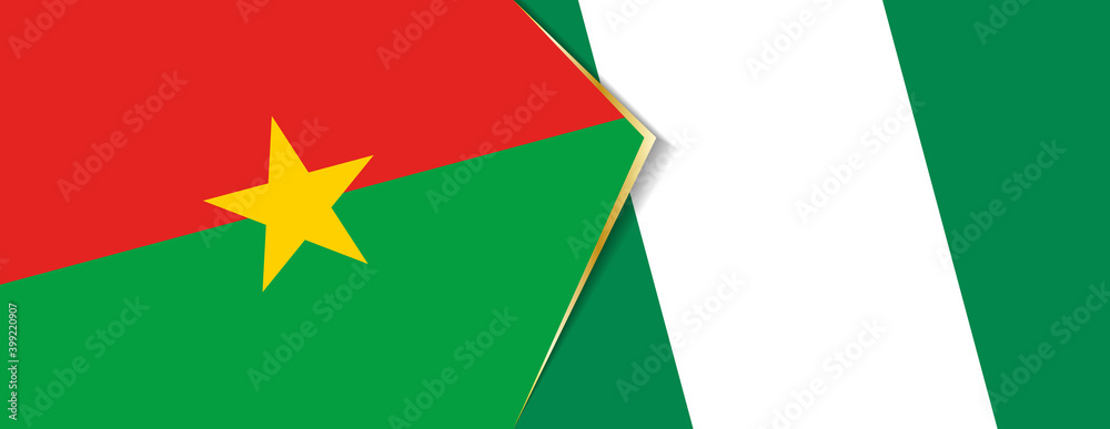 Burkina Faso and Nigeria flags, two vector flags. Burkina Faso and Nigeria flags, two vector flags.