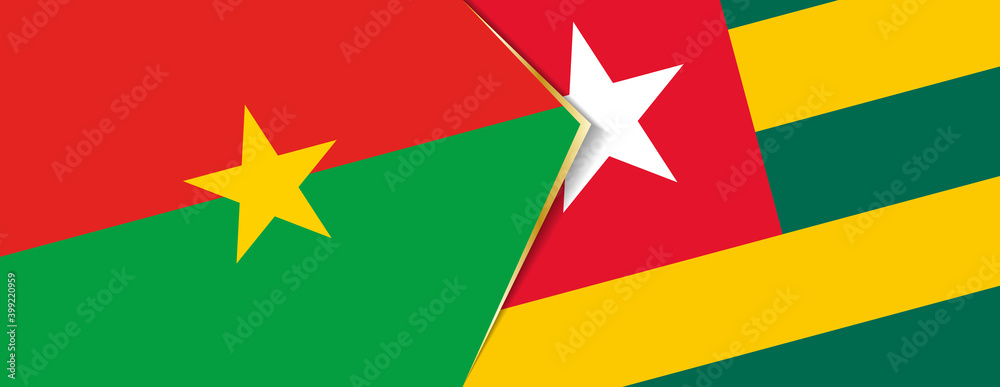 Burkina Faso and Togo flags, two vector flags. Burkina Faso and Togo flags, two vector flags.