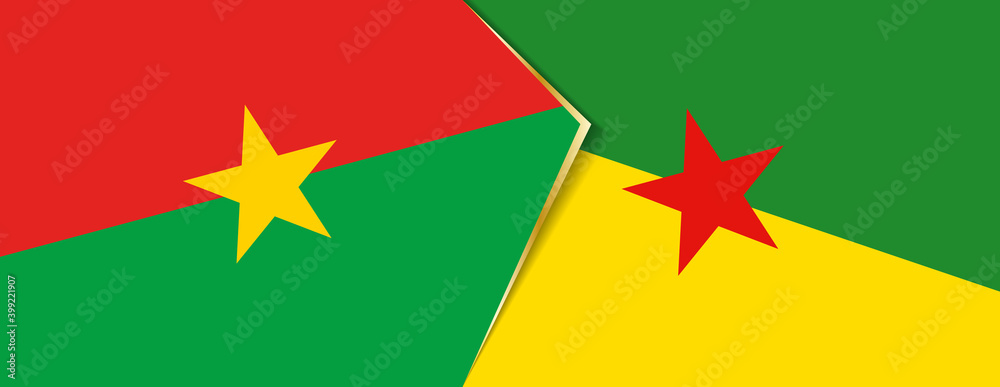 Burkina Faso and French Guiana flags, two vector flags. Burkina Faso and French Guiana flags, two vector flags.