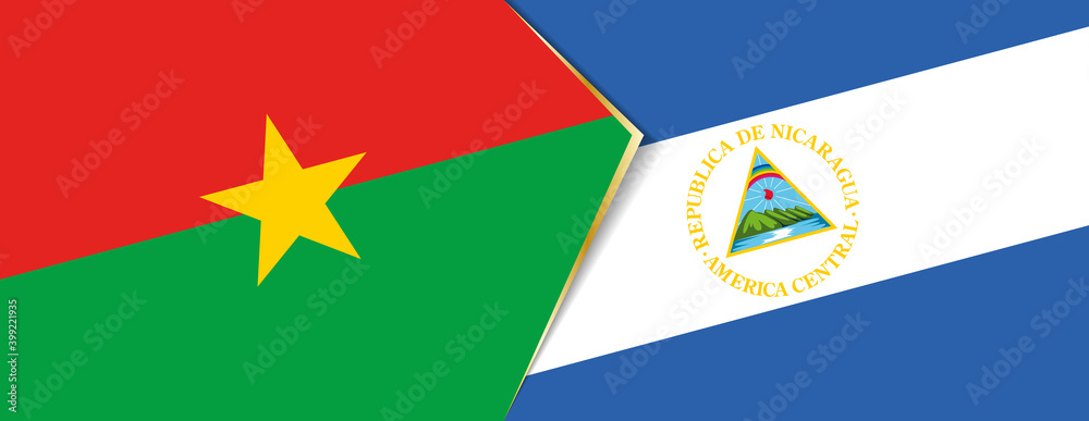 Burkina Faso and Nicaragua flags, two vector flags. Burkina Faso and Nicaragua flags, two vector flags.