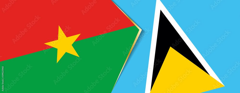 Burkina Faso and Saint Lucia flags, two vector flags. Burkina Faso and Saint Lucia flags, two vector flags.