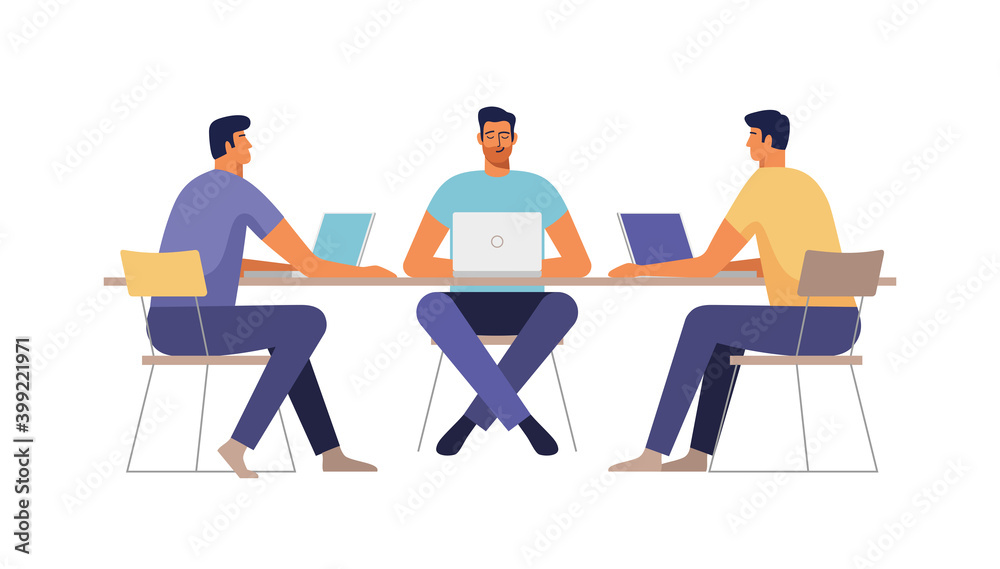 Business people working together in a office,  teamwork concept. Vector illustration.