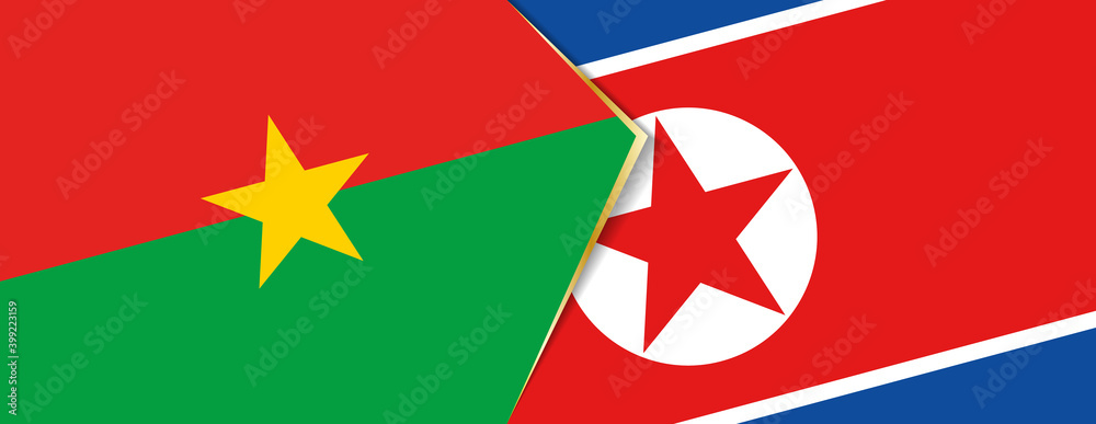 Burkina Faso and North Korea flags, two vector flags. Burkina Faso and North Korea flags, two vector flags.