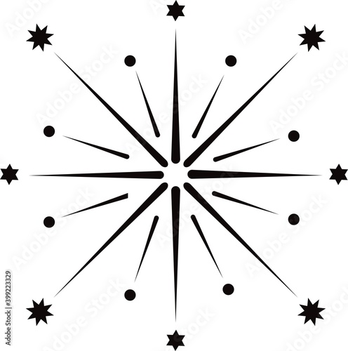 Sparkler With stars and balls. Vector illustration.