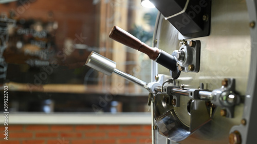 Cropped shot of Coffee roasting machine.