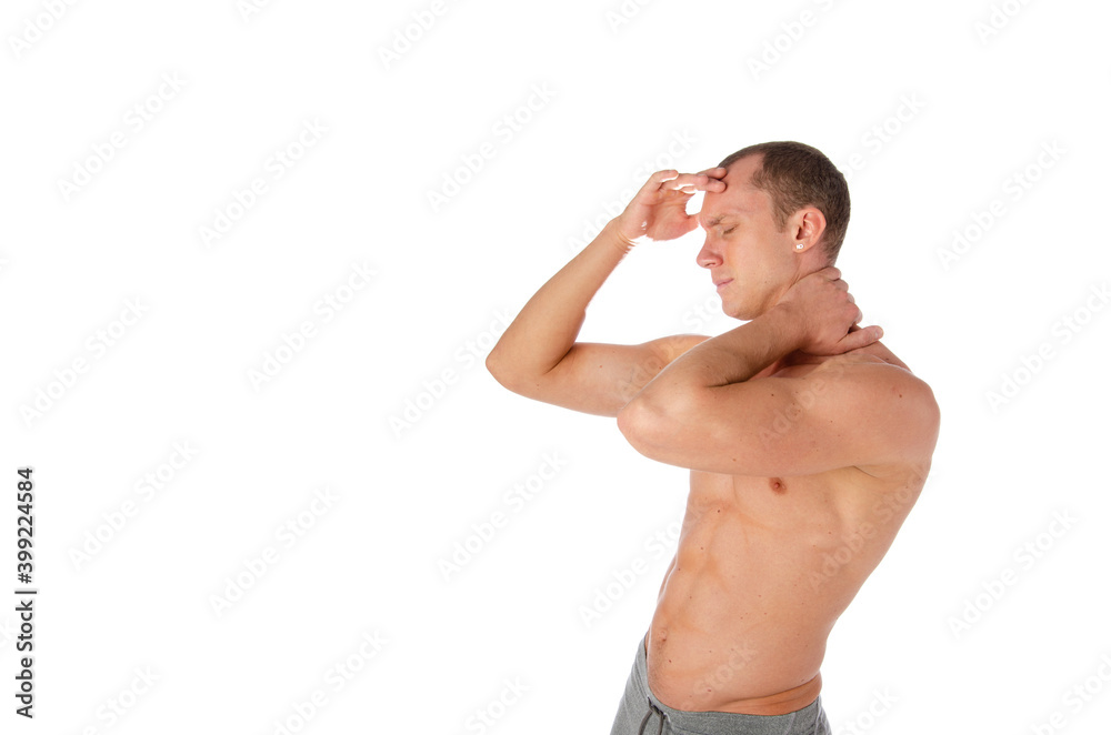 Stress and headache for an attractive young guy. Stress and headache for an attractive young guy.