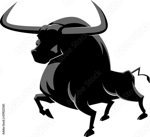 Bull Or Ox Silhouette Symbol Of 2021 Year Of The Ox. Vector Illustration Isolated On Transparent Background