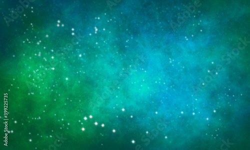 Sfondo verde banner natalizio. Spazio cosmico galassia  photo