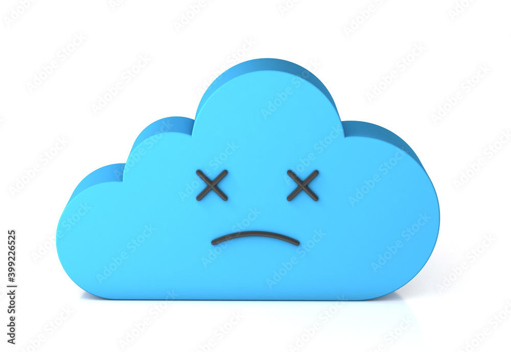 Cloud storage damaged, destroyed. Loss of personal data. isolated on white background. 3d render Cloud storage damaged, destroyed. Loss of personal data. isolated on white background. 3d render