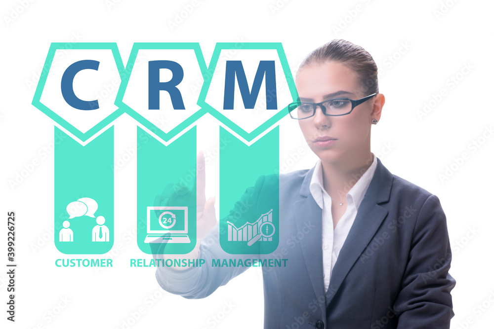 CRM custromer relationship management concept with businesswoman CRM custromer relationship management concept with businesswoman