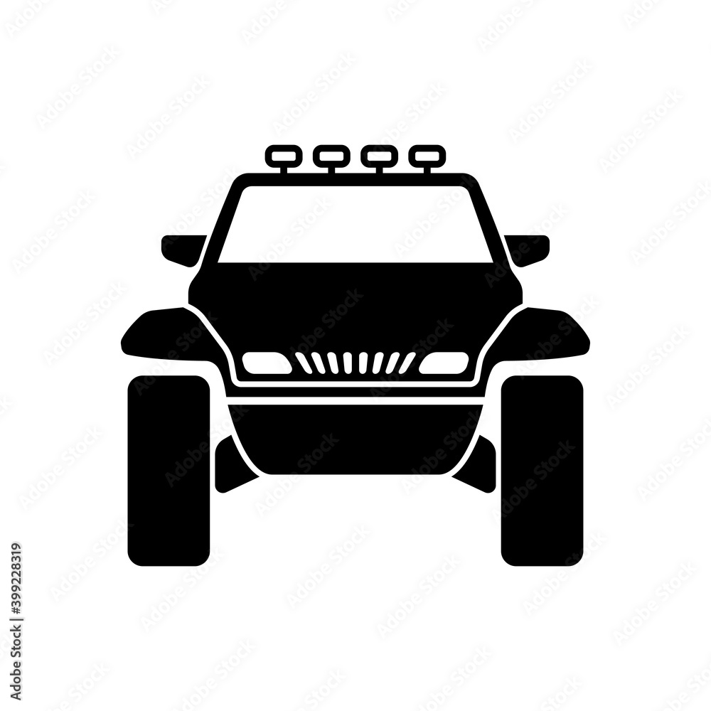 SUV icon. Sports off-road vehicle. Front view. Black silhouette. Vector ...