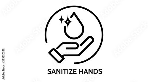 clean shiny hands icon, care and hygiene for hand, sanitizer, thin line web symbol on white background - editable stroke vector illustration