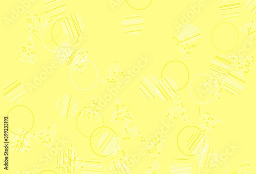 Light Yellow vector background with polygonal style with circles.