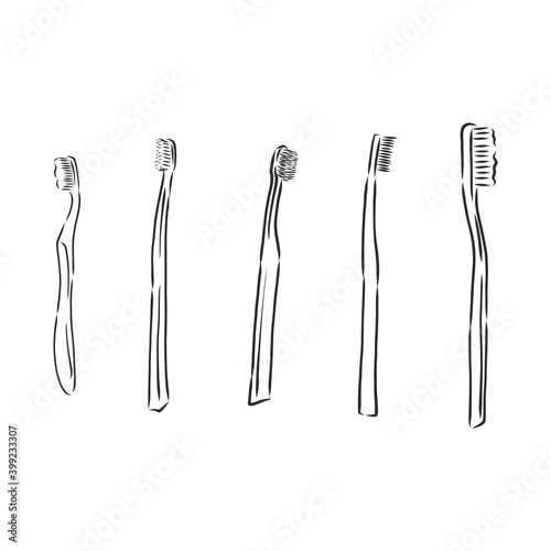 Teeth cleaning set. Instruments for oral hygiene. Hand-drawn illustration converted to vectors. toothbrush and toothpaste vector sketch illustration