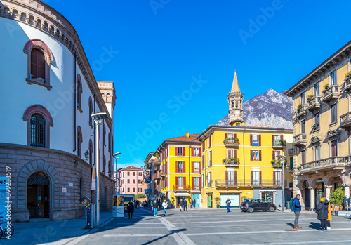 Colorful street view in Lecco City