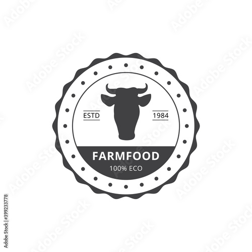 Badge, label or logo for shop fresh organic farm food a vector illustration photo