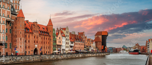 Sunset over the Motława River in Gdańsk