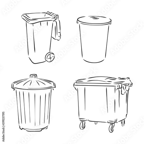 trash bin in doodle style. trash can vector sketch illustration