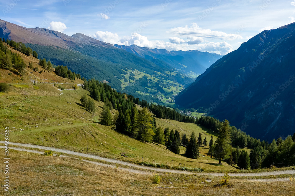 Scenic view in the highlands of Austria on a sunny day.