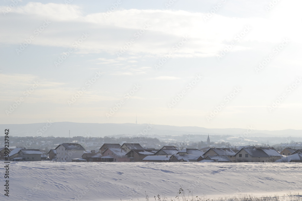 Panorama of Petrovaradin near Novi Sad in winter 