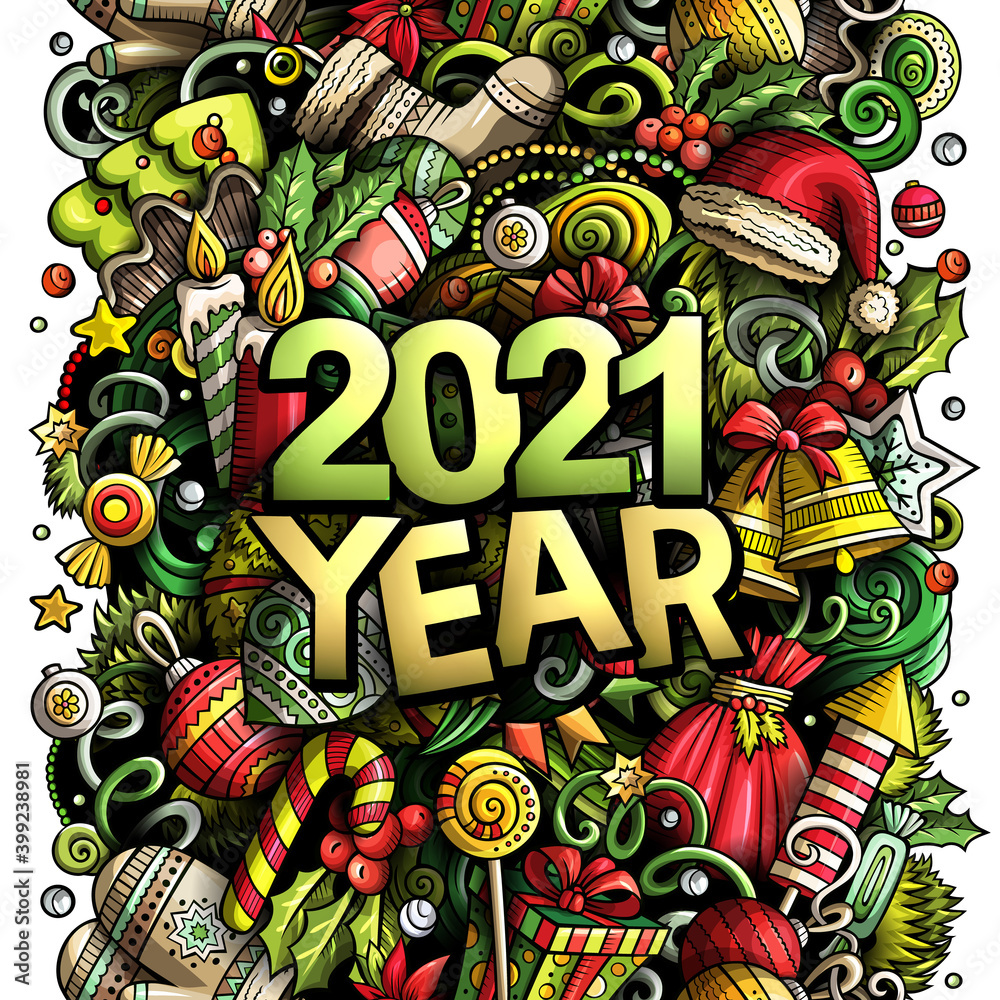 2021 hand drawn doodles illustration. 2021 hand drawn doodles illustration.