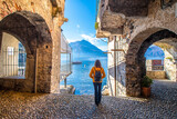 Varenna Town historical street view in Italy