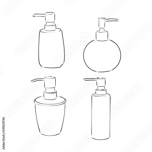 doodle hand sanitizer bottle illustration with hand drawn style vector. soap dispenser vector sketch illustration