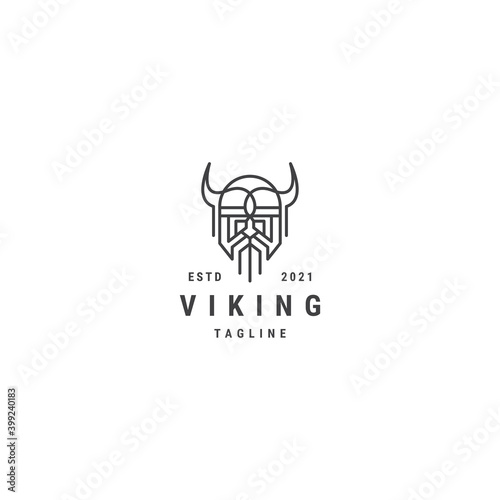 Viking linear logo design template - vector